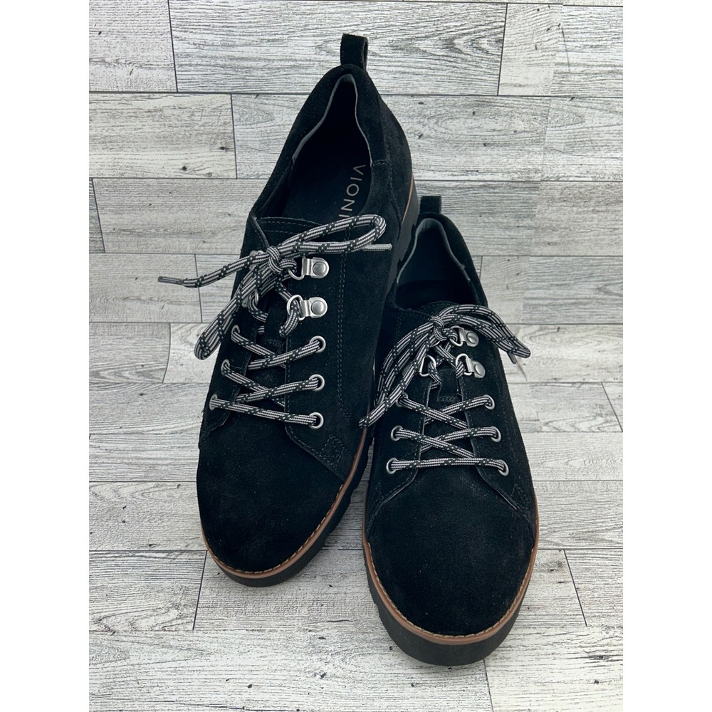 Vionic Black Suede Lace Up‎ Platform Oxford Shoes Women Size 9